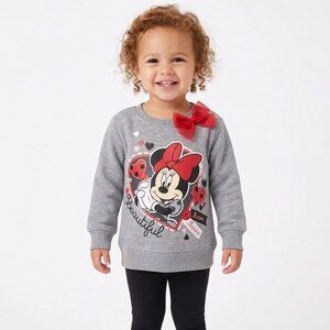 ISNEY BRAND Little Girl's Sweatshirt with Minnie Mouse with Red Side Bow - 3T